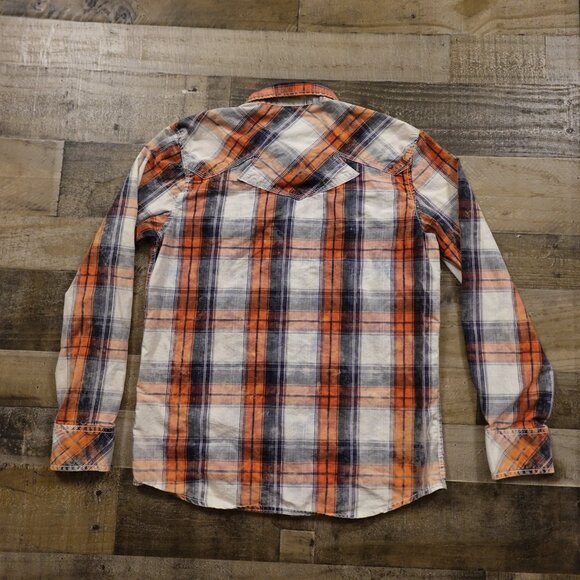 BKE Vintage Plaid Pearl Snap-Button Shirt - Men's Size M - Western Style - Picture 7 of 8